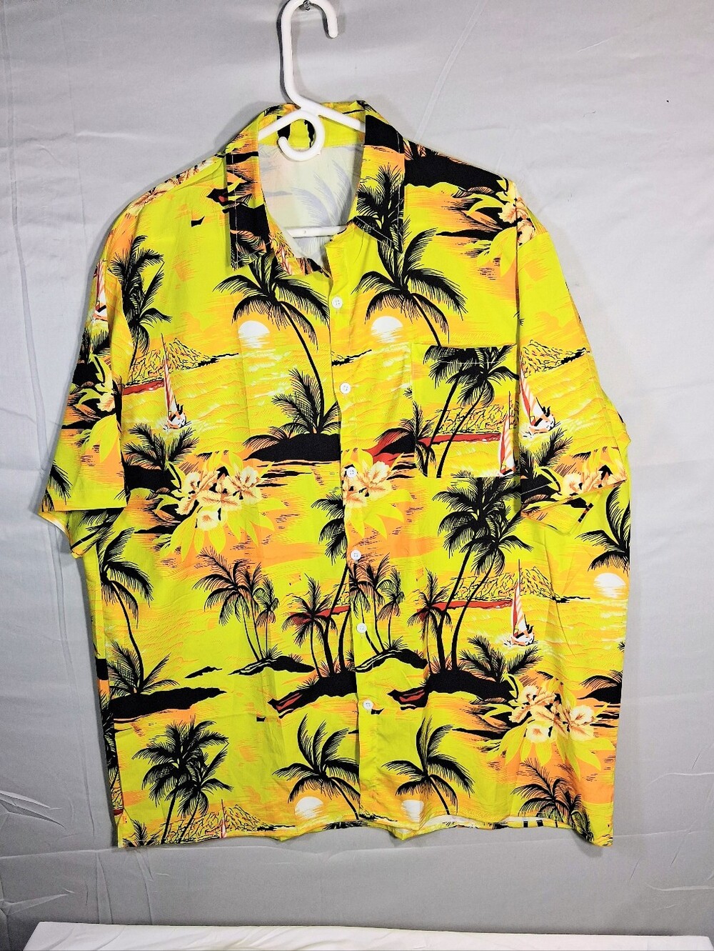 Vibant XXL "Beach Sunset" Tropical Beach Button Down Unisex Casual Baggy Shirt